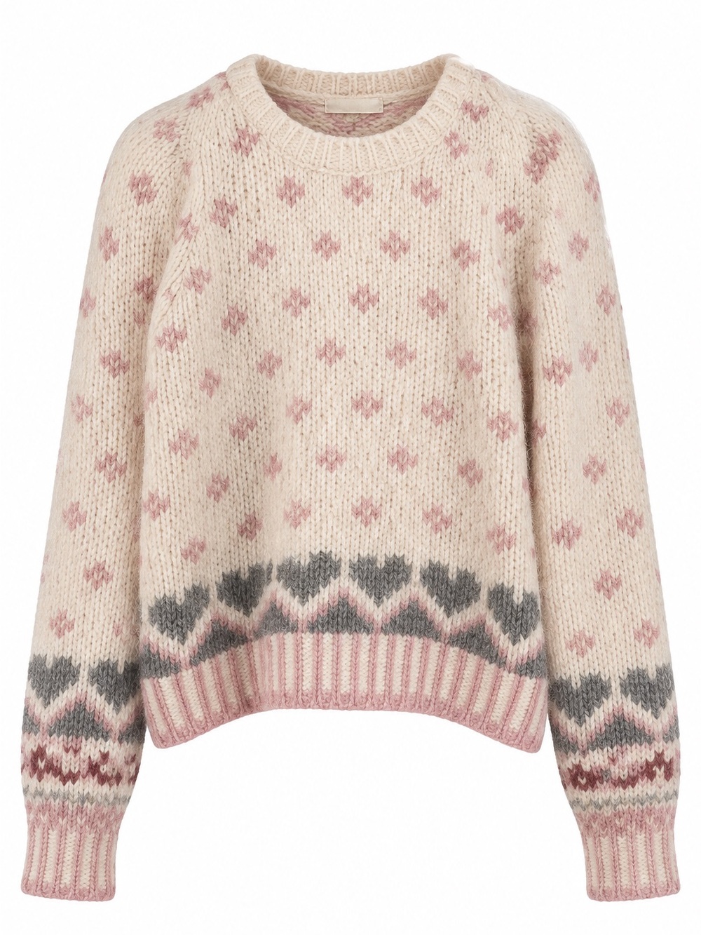LoveShackFancy Cream and Pink Alpaca and Wool Blend